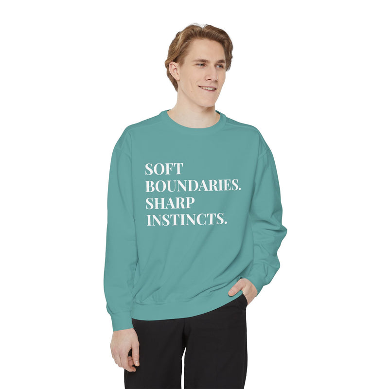 Soft Boundaries, Sharp Instincts - Soft Crewneck Sweatshirt