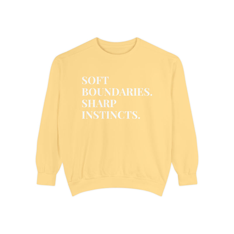 Soft Boundaries, Sharp Instincts - Soft Crewneck Sweatshirt