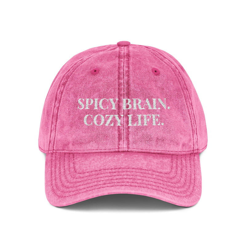 Spicy Brain, Cozy Life - Embroidered Vintage Hat