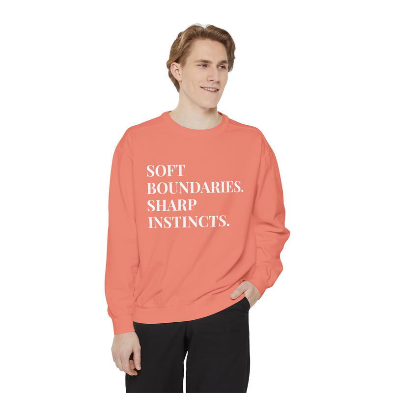 Soft Boundaries, Sharp Instincts - Soft Crewneck Sweatshirt