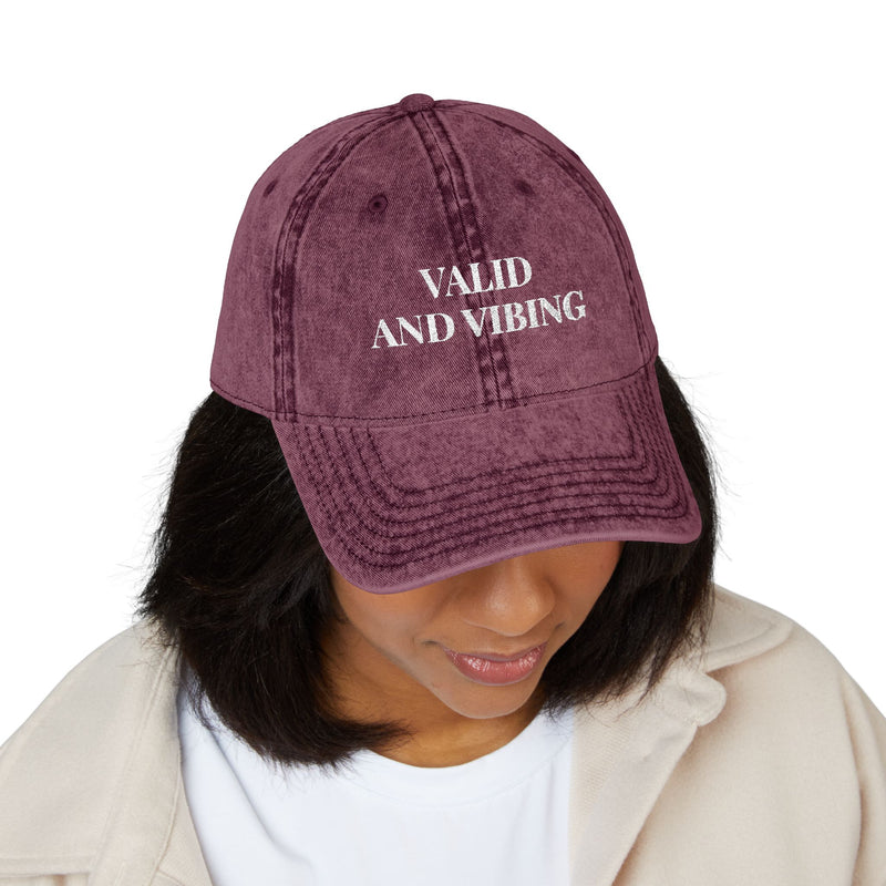 Valid and Vibing - Embroidered Vintage Hat
