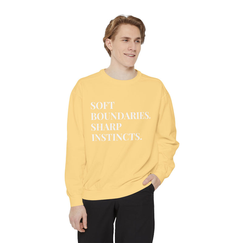 Soft Boundaries, Sharp Instincts - Soft Crewneck Sweatshirt